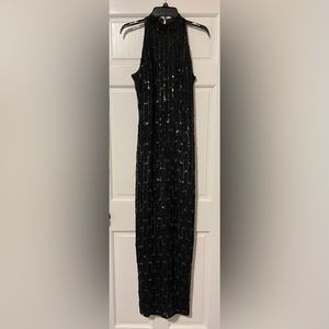 Size medium black sequins, floorlength evening gown